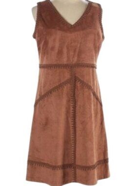 Nanette Lepore Womens Mini Dress Brown Soft Microsuede Embroidered 8
